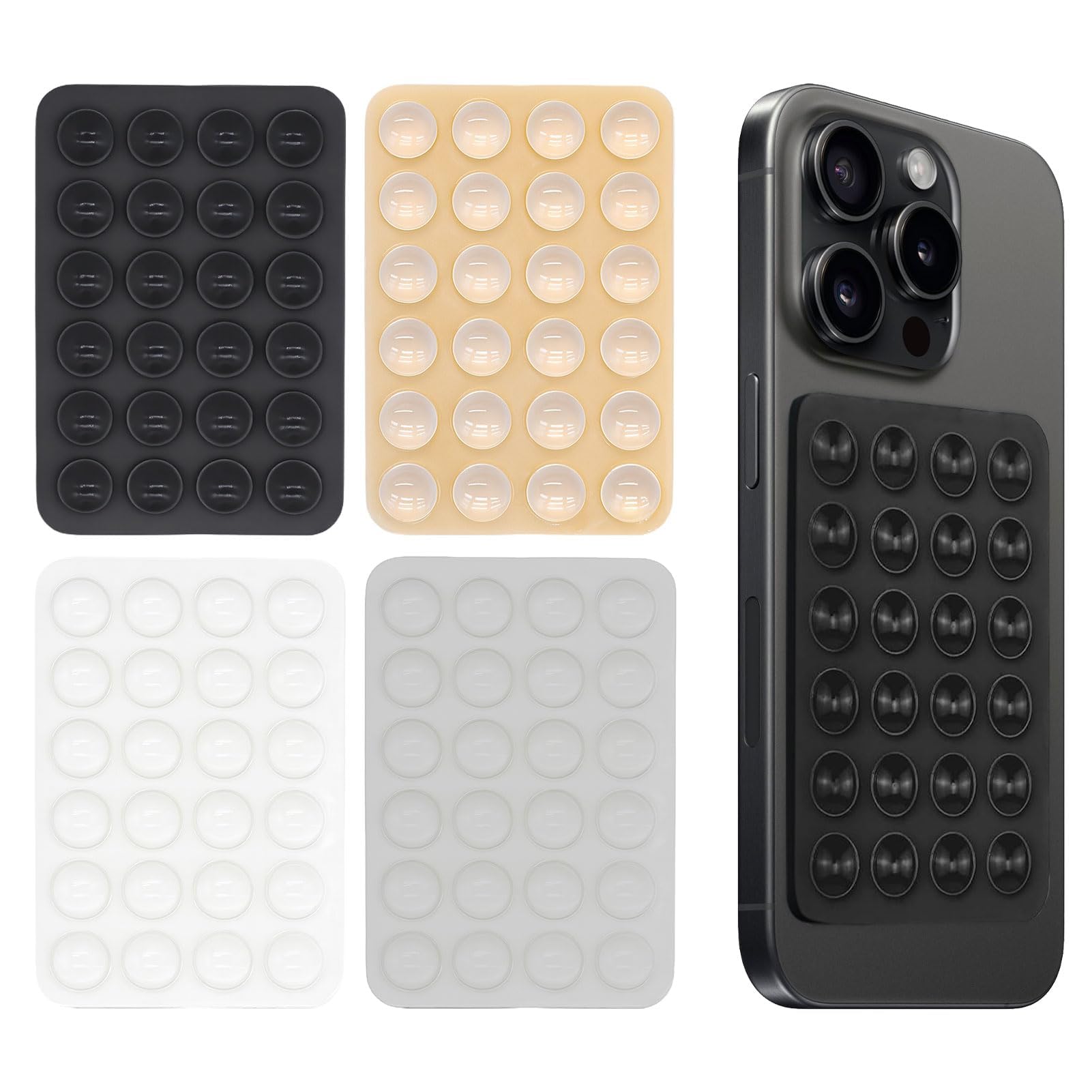 Suction Cups, 4pcs Suction Cup for Mobile, Silicone Holders with Suction Cup for Phone, Self-Adhesive, Hands-Free, Silicone Suction Cup for All Models of Mobile Phones