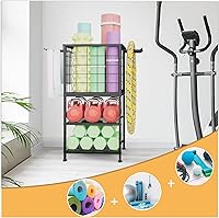 Vista 3 de Estante de Mancuernas para Hogar, Estante de Peso para Gimnasio en Casa, Estante de Almacenamiento para Esterilla de Yoga, Organizador de Equipo