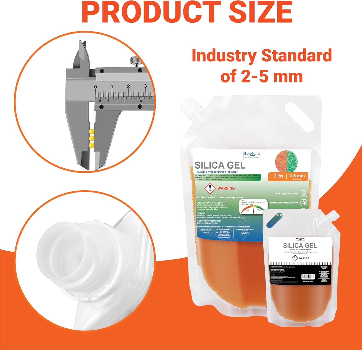 2LB Silica Gel, Silica Balls, Also Suitable As Filament Dryer, Silicate Desiccant Regenerable and Reusable, in Airtight Zip Silica Gel Bag