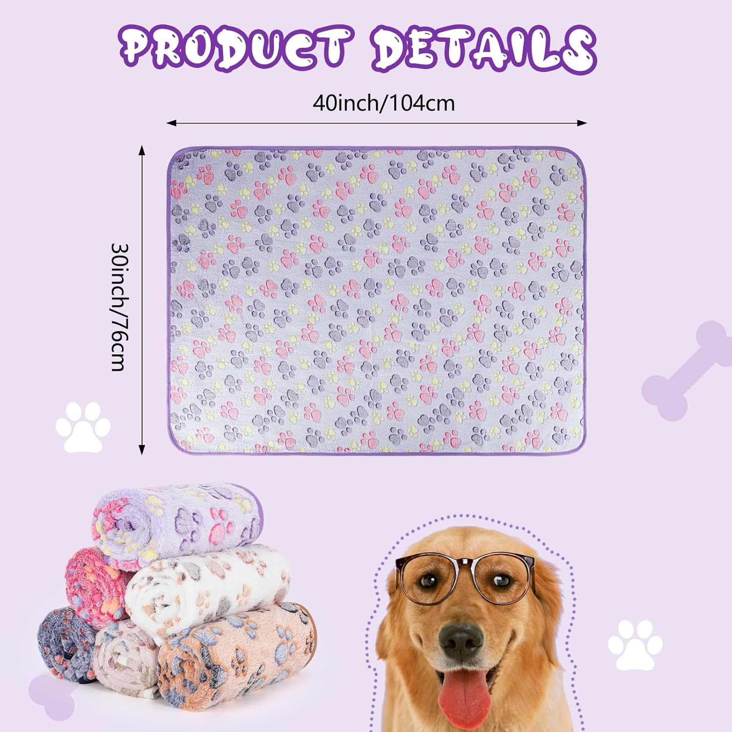 YUEPET Waterproof Dog Blankets, 6 Pack Washable Dog Blankets for Bed Couch Sofa Protector Fleece Flannel Puppy Blanket Soft Plush Reversible Throw Blanket for Medium Large Dogs 40"×30"