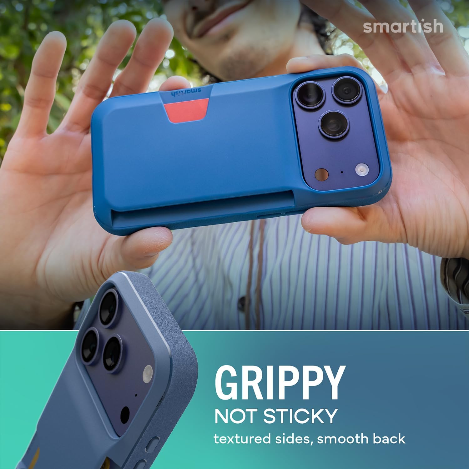 Smartish® iPhone 17 Pro Wallet Case - Wallet Slayer Vol. 1 [Slim + Protective] Credit Card Holder - Drop Tested Flip Hidden Card Slot Cover for Apple iPhone 17 Pro - Blues on The Green - Image 7