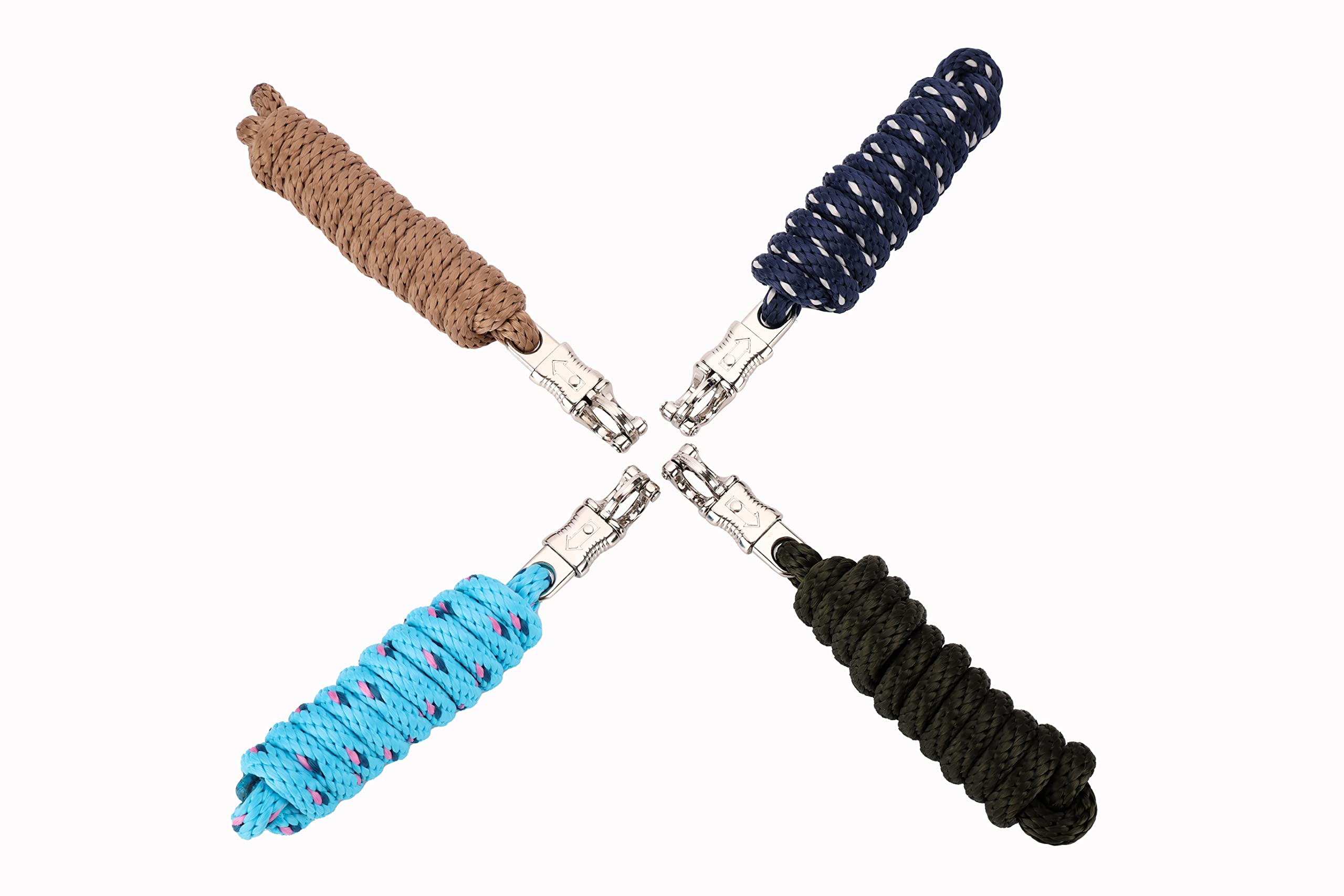 Merauno Corda Per Cavallo In Polipropilene 200 Cm Con Gancio Antipanico - Design Blu Lago - Guinzaglio Per Pony E Capra