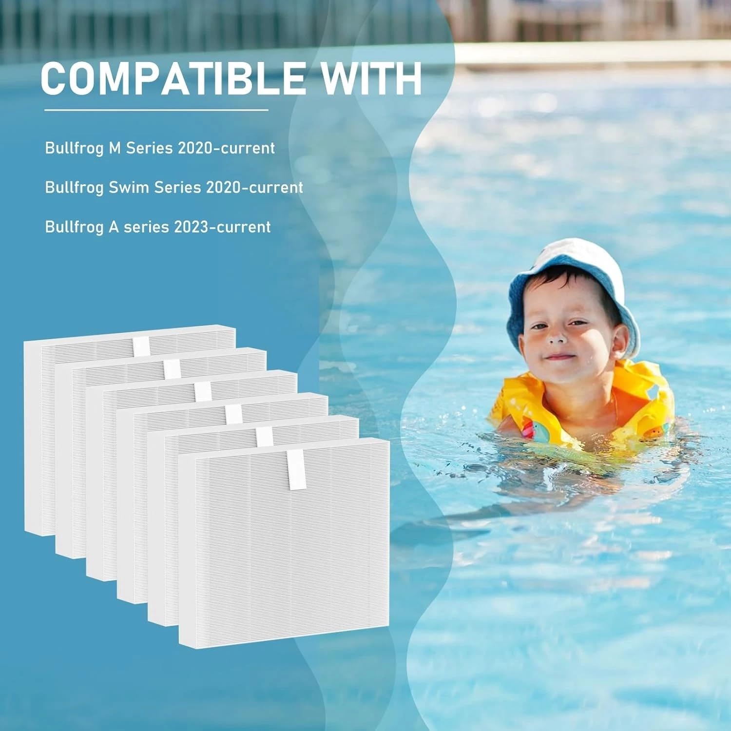 F/T 10-00814 Lot de 6 filtres plats pour spa Simplicity W- Compatible avec Bullfrog M Series M6 M7 M8 M9, Swim Series S150 S180XD S200 et A Series A5 A6 A7 A8 A9 (2023 pour présent)