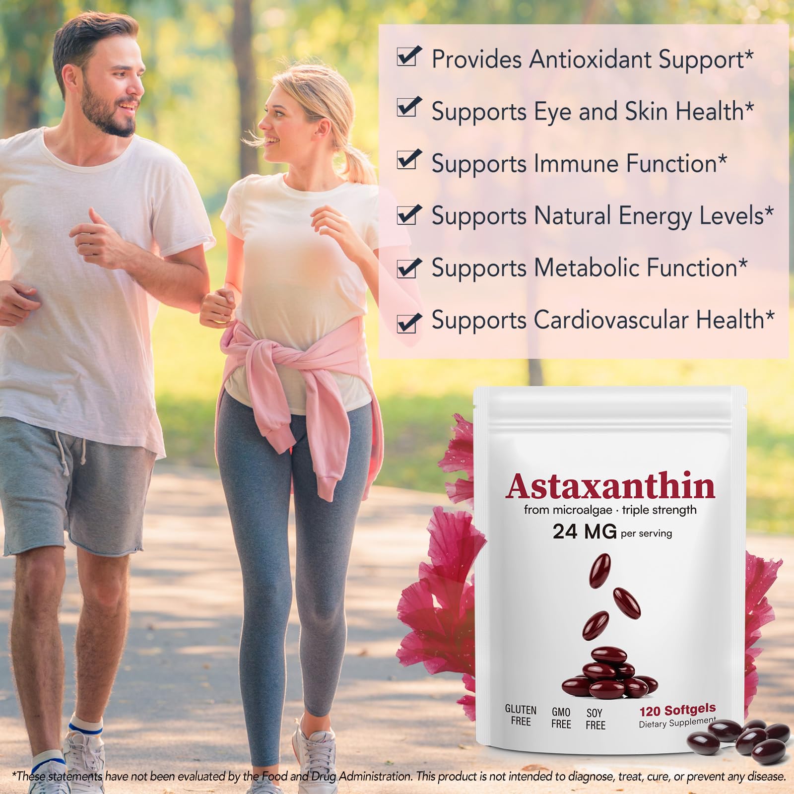 Astaxanthin Supplements 24mg | 120 Softgels | Natural Astaxanthin Antioxidant Supports for Eye, Skin & Joint Health | Fresh Microalgae Source | Non-GMO, Gluten Free — Amazon image 4