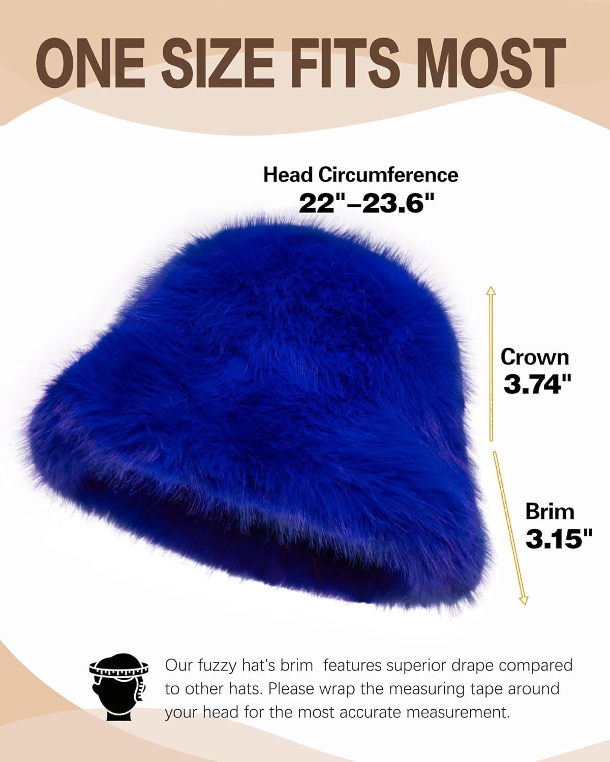 Faux Fur Bucket Hat for Women, Wide Brim Adjustable Fuzzy Fisherman Cap Long Pile Fluffy Winter Fashion Hat - Image 4