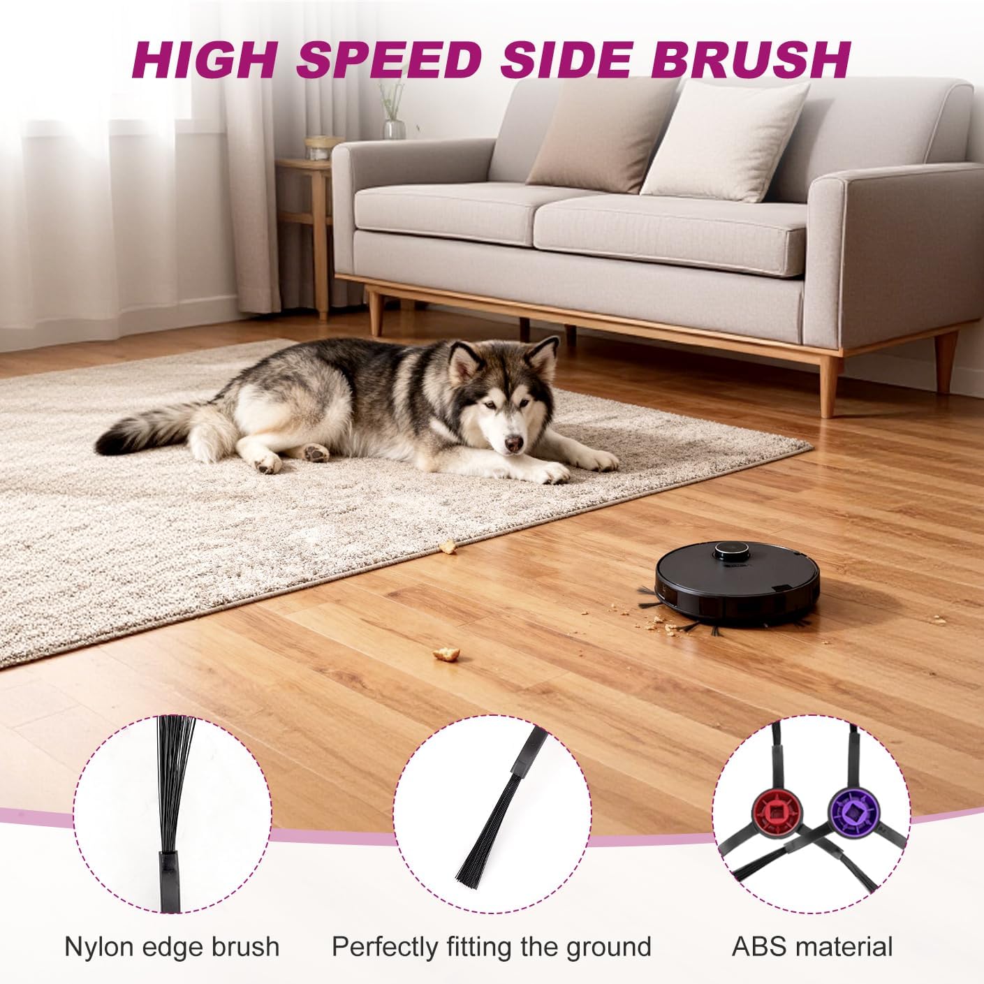 Replacement Parts for Eureka E20 Plus Robot Vacuum: Compatible with Eureka E10s Robot Vacuum Cleaner，2 Rubber Main Brushes,1 Brush,4 Hybrid Accessory Filters, 8 Side Brushes（15 Pack）