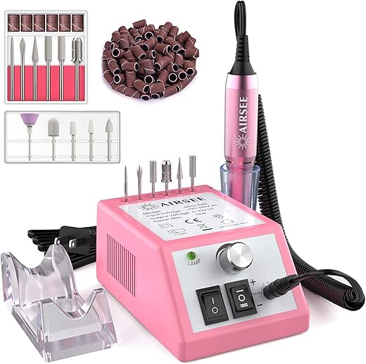 Professional Electric Nail Drill Machine 20000 RPM Efile Nail Drill Manicure Tools for Acrylic Nails Supply with 11 Nail Drill Bits Set and 56 Sanding Bands for Nail Drill for…
