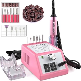 AIRSEE Professional Electric Nail Efile Machine 20000RPM Efile Nail Drill Manicure Tools for Acrylic Nails Supply with 11 Bits Set and 56 Sanding Bands for Salon Home Use ET2