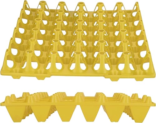 Miniatura 8 de Yosoo 5 bandejas planas para huevos, cajas de huevos de gallina de plástico, apilables, reutilizables, bandejas para almacenamiento y transporte,