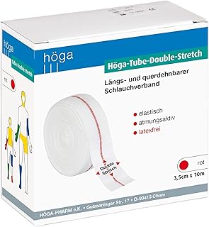 Höga Pharm Tube-Double-Stretch - Vendaje elástico para mangueras (3,5 cm x 10 m, elástico, transpirable, sin látex, 1 unidad), color rojo