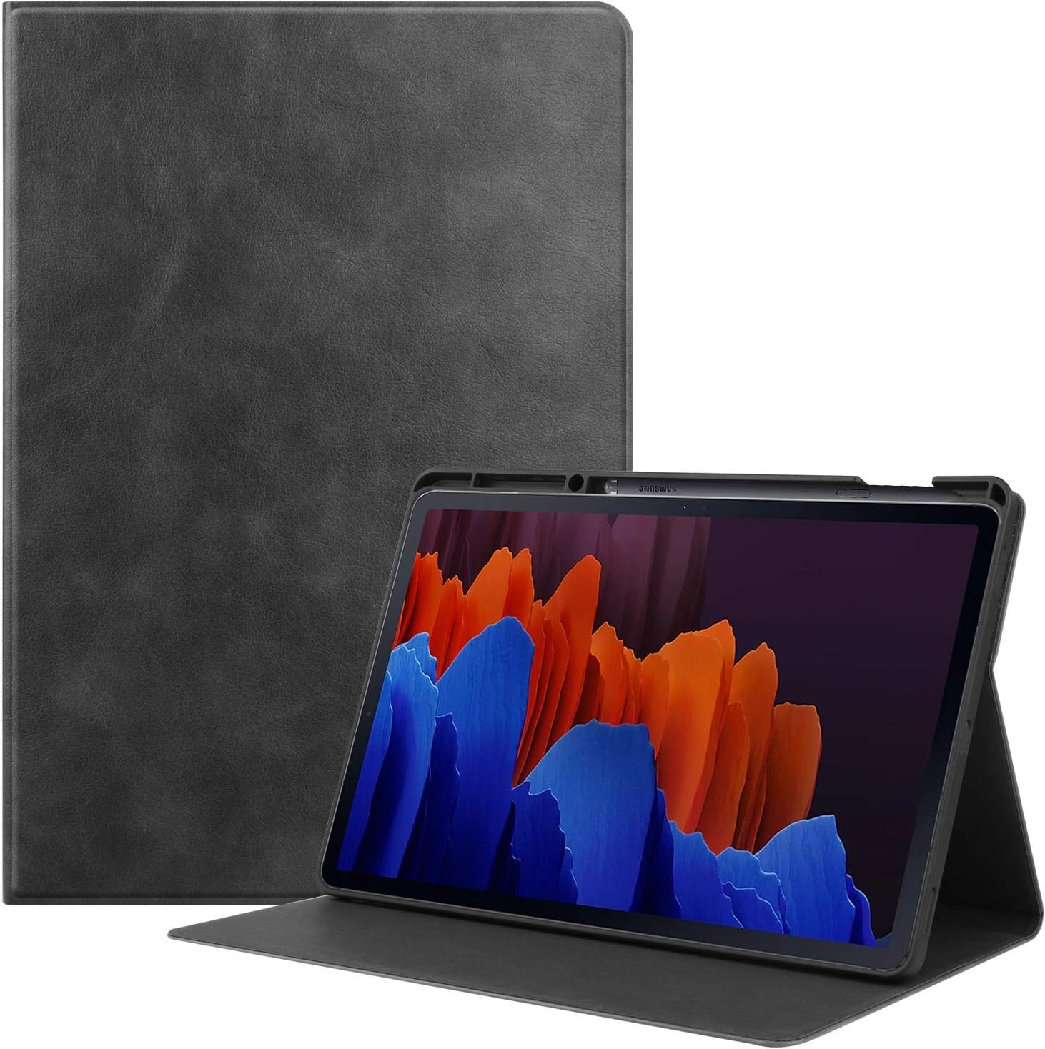 ProElite Smart Flip case Cover for Samsung Galaxy Tab S8 Plus/S7 Plus/S7 FE 12.4 Inch SM-X800/X806/T970/T975/T976/T735 with SPen Holder, Black