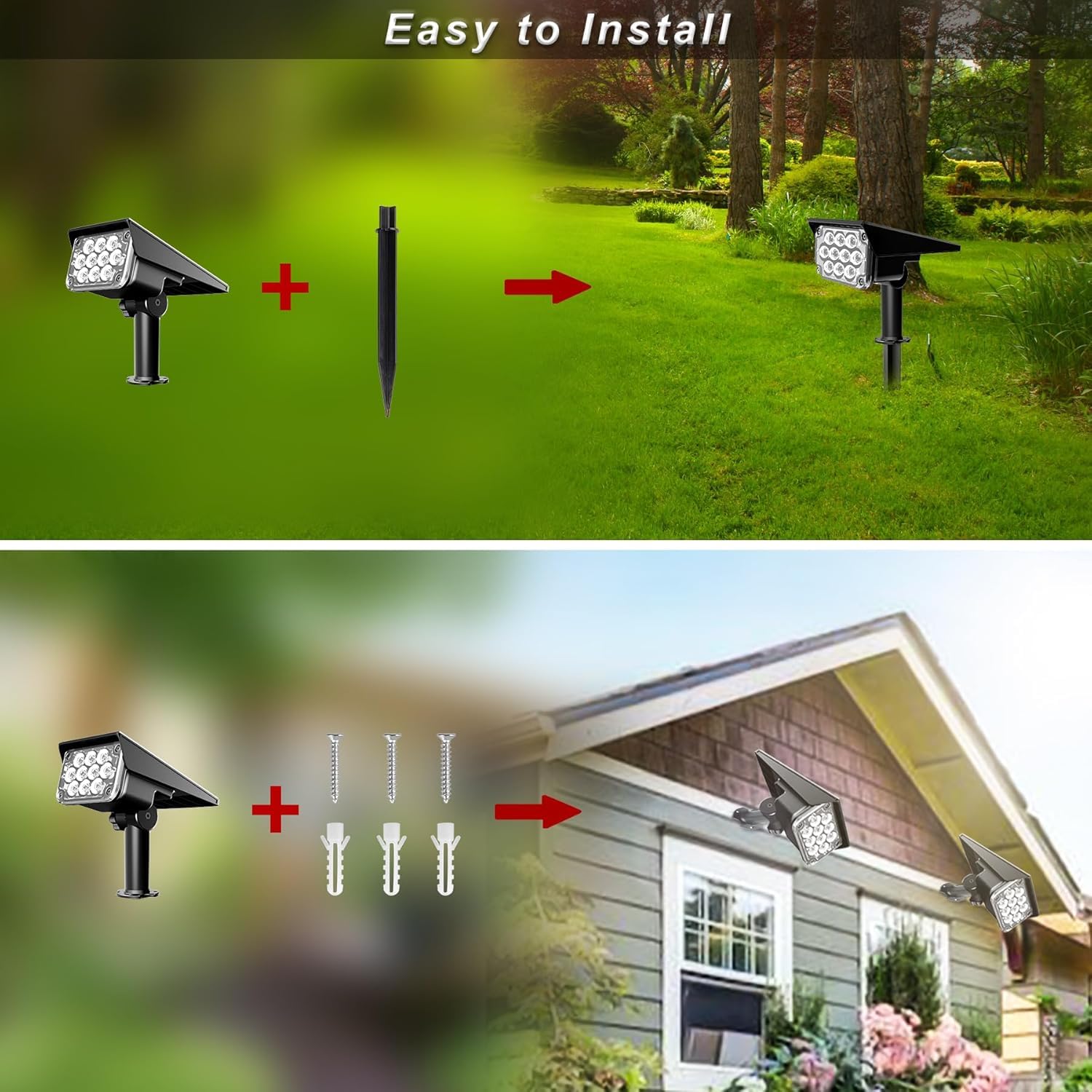 NATPOW Luces Solares LED Exterior, Luz Solar Exterior, 20 LED Impermeables IP65, Lámparas para Jardín, Patio, Calzada, Piscina y Camping (4 Piezas)