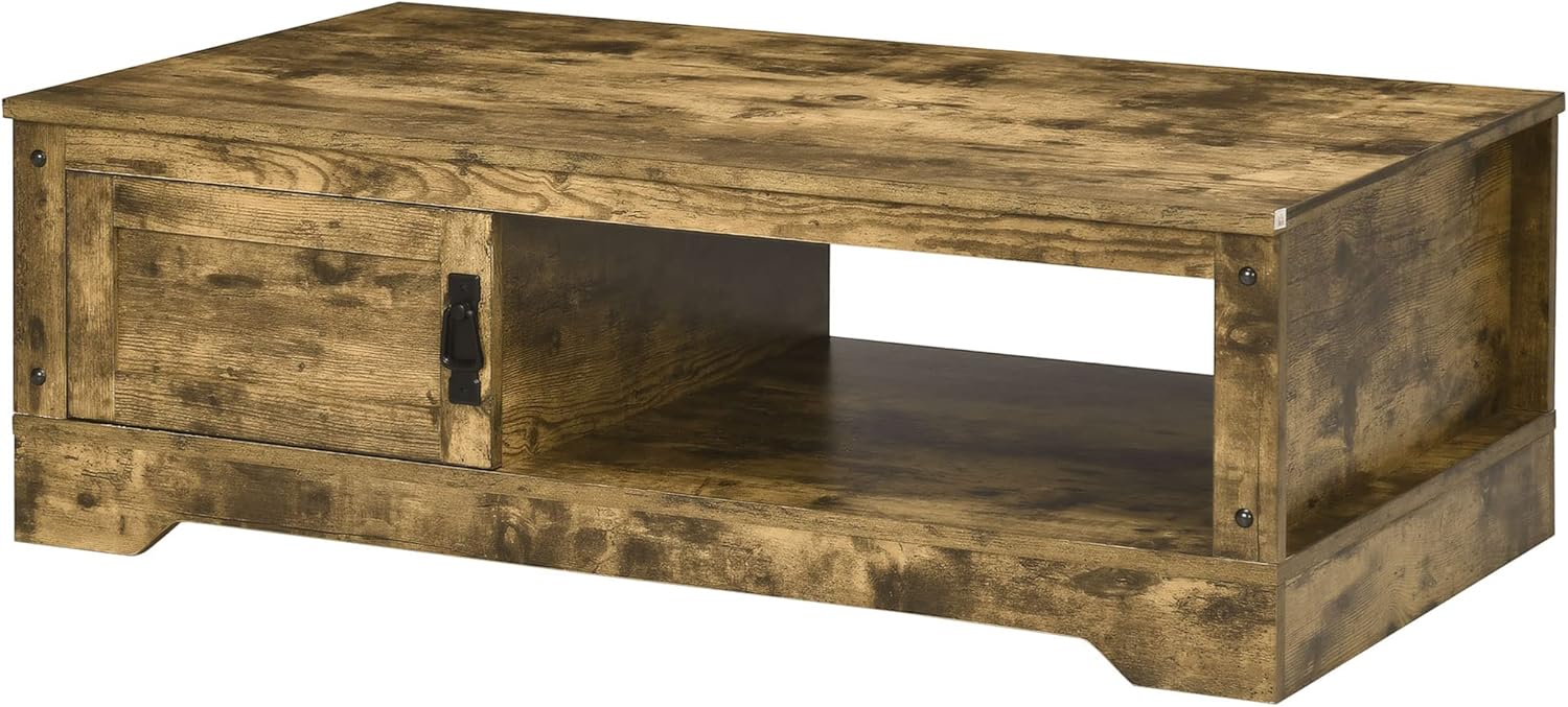Coffee Table, Vintage Style Tea Table with Open Storage