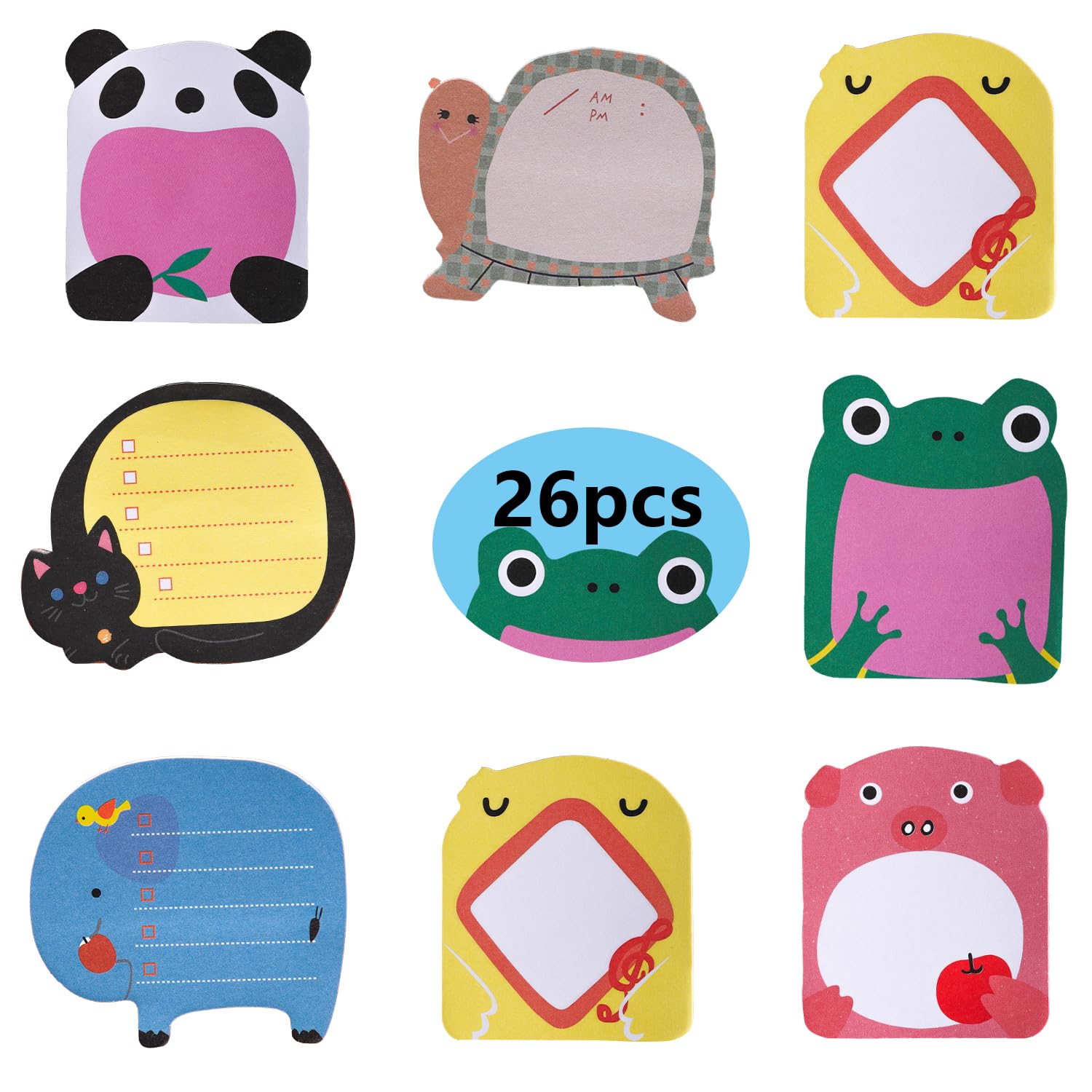26 paquetes de notas adhesivas de dibujos animados, notas adhesivas, animales, notas adhesivas, pequeñas notas adhesivas para niños, estudiantes, regalos, oficina, notas