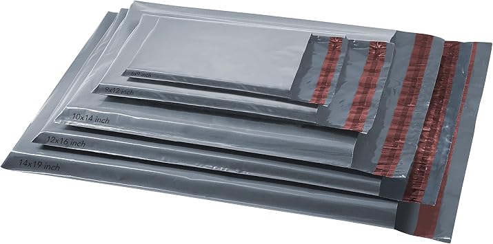 125 Mixed Plastic Mailing Postage Bags, Strong Self Seal Postage Packaging Bag Assorted Size Mailers, Small to Large Mailing Bags for Packaging Shipping Postal Bags and Parcels Packages Grey