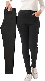 Fakanhui Damenhose mit Fleece gefüttert, Winter-Leggings mit Taschen, Thermo, warm, Flanell, Skinny-Arbeitshose
