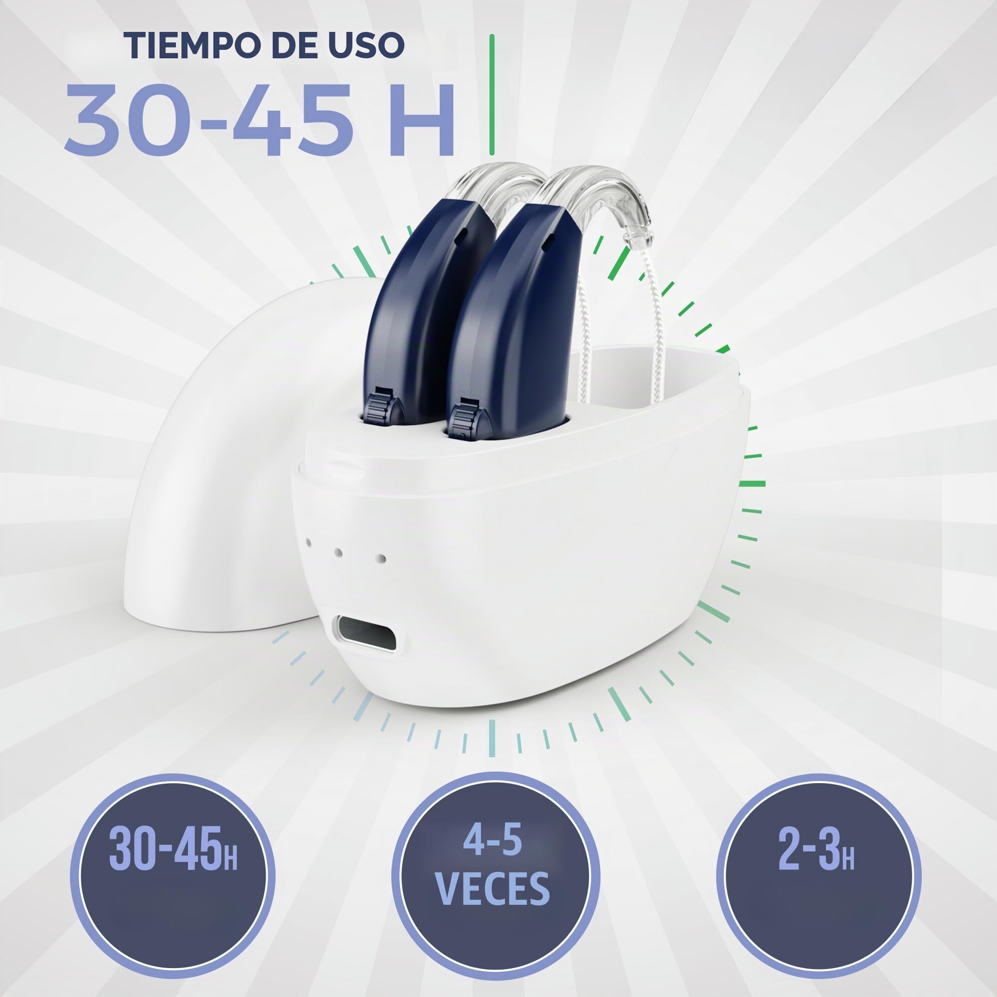 MEDca Par de 2 con batería que dura todo el día, azul