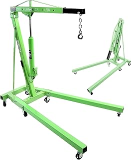 OEMTOOLS 24830 Engine Hoist 2 Ton, Foldable Cherry Picker Shop Crane, 4 Engine Lift, Removes and Transports Engines, Adjustable Boom, 6 Solid Steel Caster Wheels, Industrial Shop Equipment
