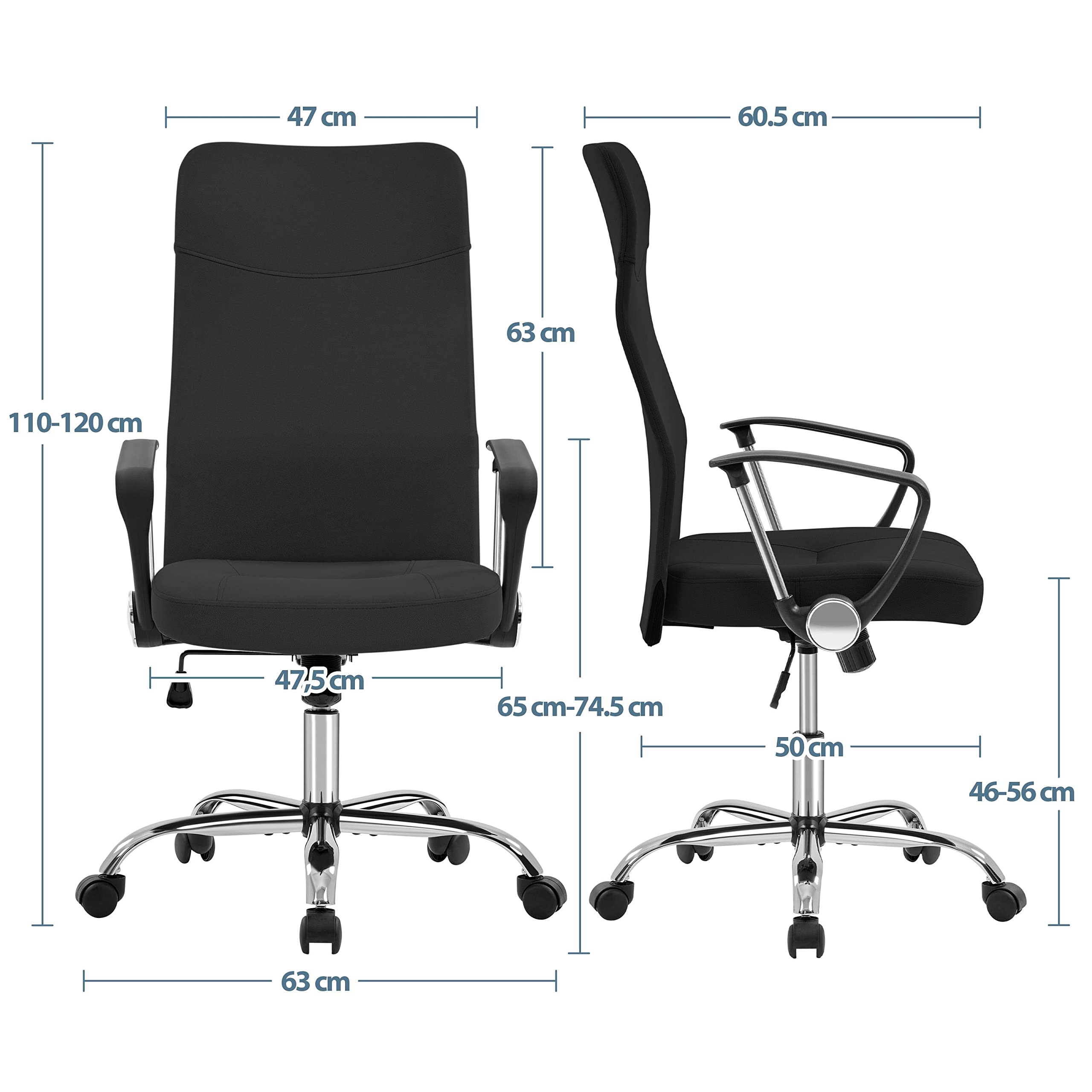 Sedia Ufficio Yaheetech Senza Braccioli - Regolabile, Reclinabile, Grigio Chiaro - Foto 2