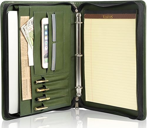 Nombre grabado gratis, carpeta de 3 anillos, cartera de cuero vegano con portapapeles A4, 3 anillos organizador A4, planificador de currículum,