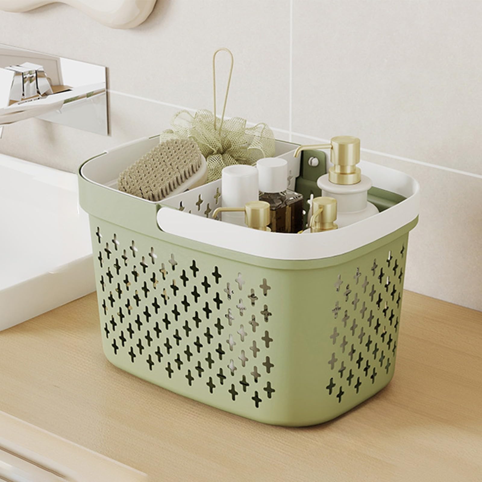 Shower Caddy Portable Shower Basket Hand Helds Wash Basket Unique Wet and Dry Separation Zoned Storage Strong Load