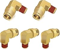 Vista 14 de Siptenk 1/2" Codo DOT de Latón Empuje para Conectar Accesorios de Línea de Aire 5 PIEZAS, Tubo de 1/2" OD x Rosca NPT de 1/2" Accesorios de Conexión