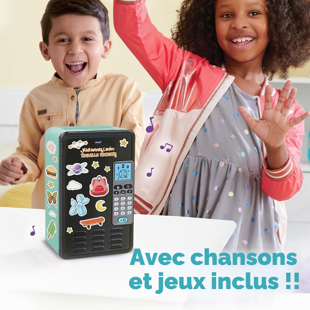 VTech KidiSecrets Locker Casier Secret, Nouveaux Accessoires, Coffre-Fort avec Code Secret, Personnalisable, écran LCD, Musique, Jouets électroniques pour Enfants à partir de 6 Ans, Couleur Noire