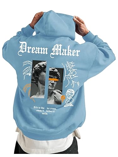SHENHE Men's Oversized Graphic Hooded Sweatshirt Letter Figure Print Hoodie