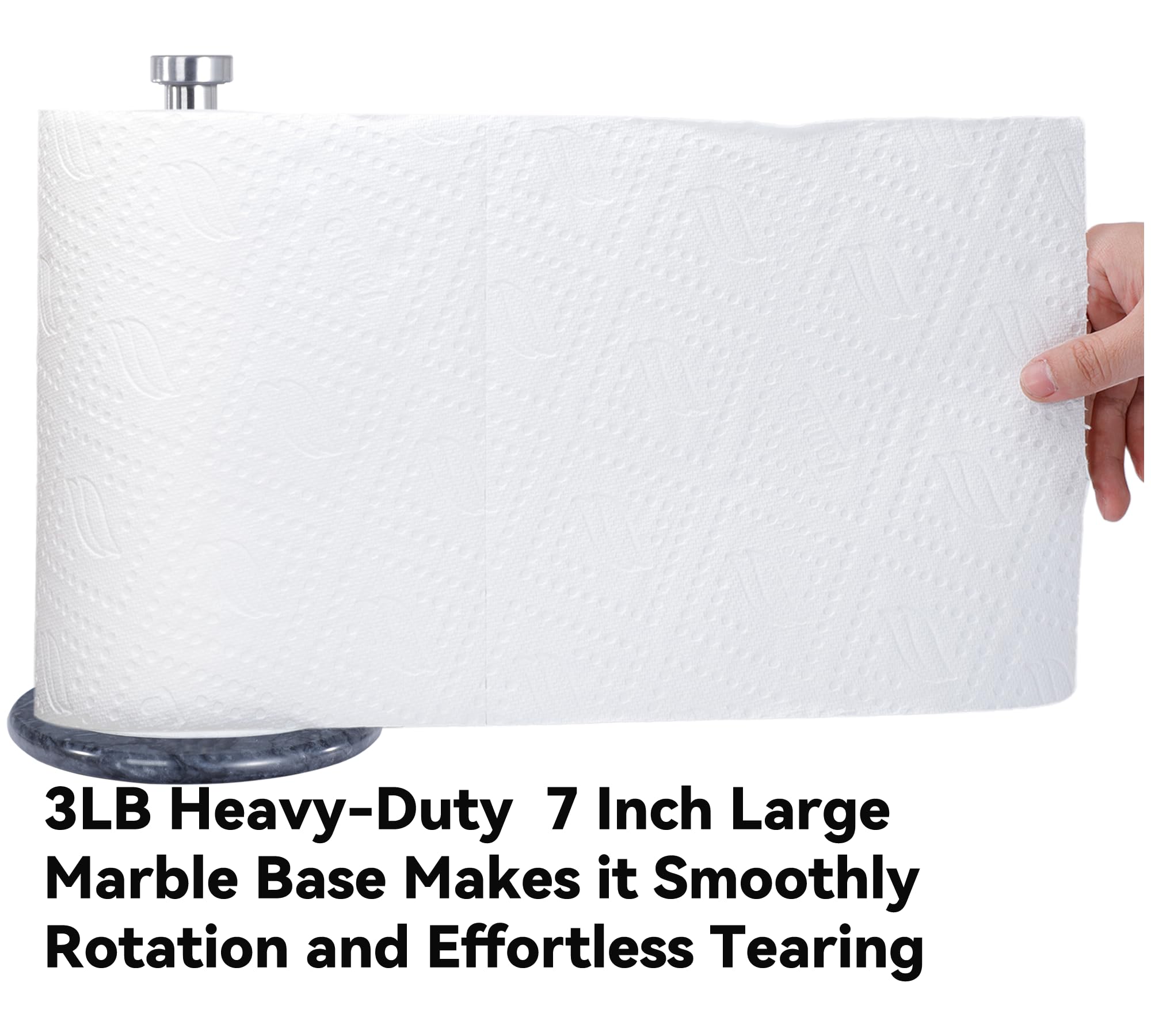 Soporte para toallas de papel con base de mármol, dispensador vertical de rollo de papel de 13 x 7 pulgadas con base antideslizante pesada para un fácil desgarro con una sola mano, para encimeras,