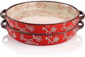 AVLA 2 Pack Round Baking Dish - 9-Inch Ceramic Pie Pan