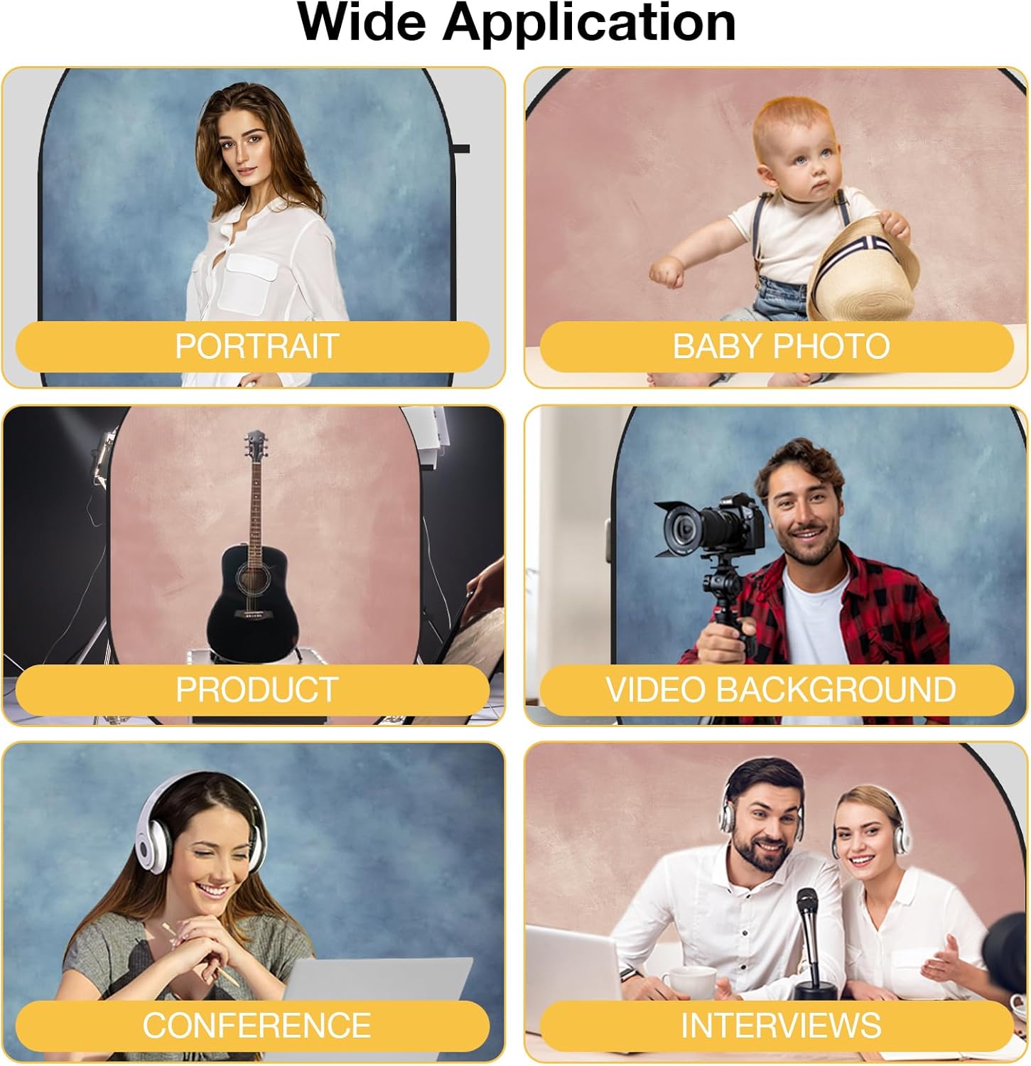 Kate Collapsible Backdrop Pop up Photo Backdrops Foldable Background Portable for Headshot,Portrait Photography,Video,5x6.5ft,Pink/Blue