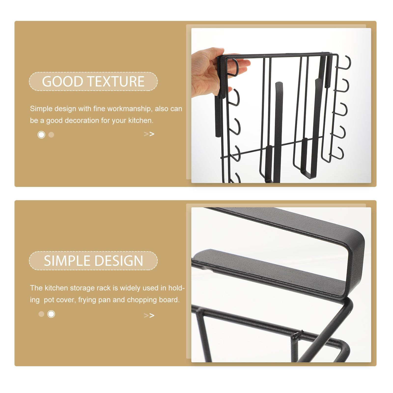 SOLUSTRE Porta Coperchi per Armadio Cucina in Acciaio al Carbonio Nero | Mug e Pentole Coperchio, Fondo Antiscivolo, Bordi Arrotondati, Facile Pulizia, Design Semplice