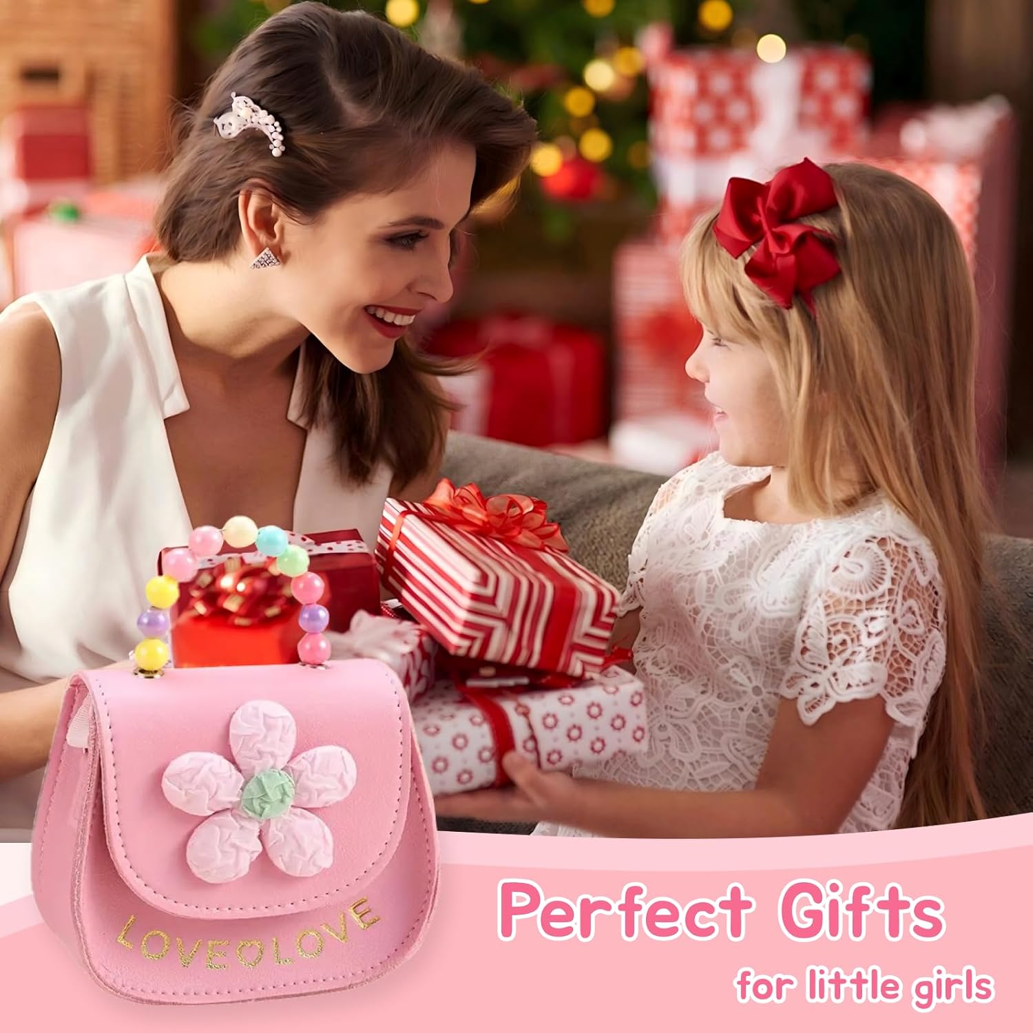 Girls Purse Cute Flower Toddler Purse for Little Girl Shoulder Handbags Christmas Birthday Gift for 3-8 Year Old (pink) - Image 6