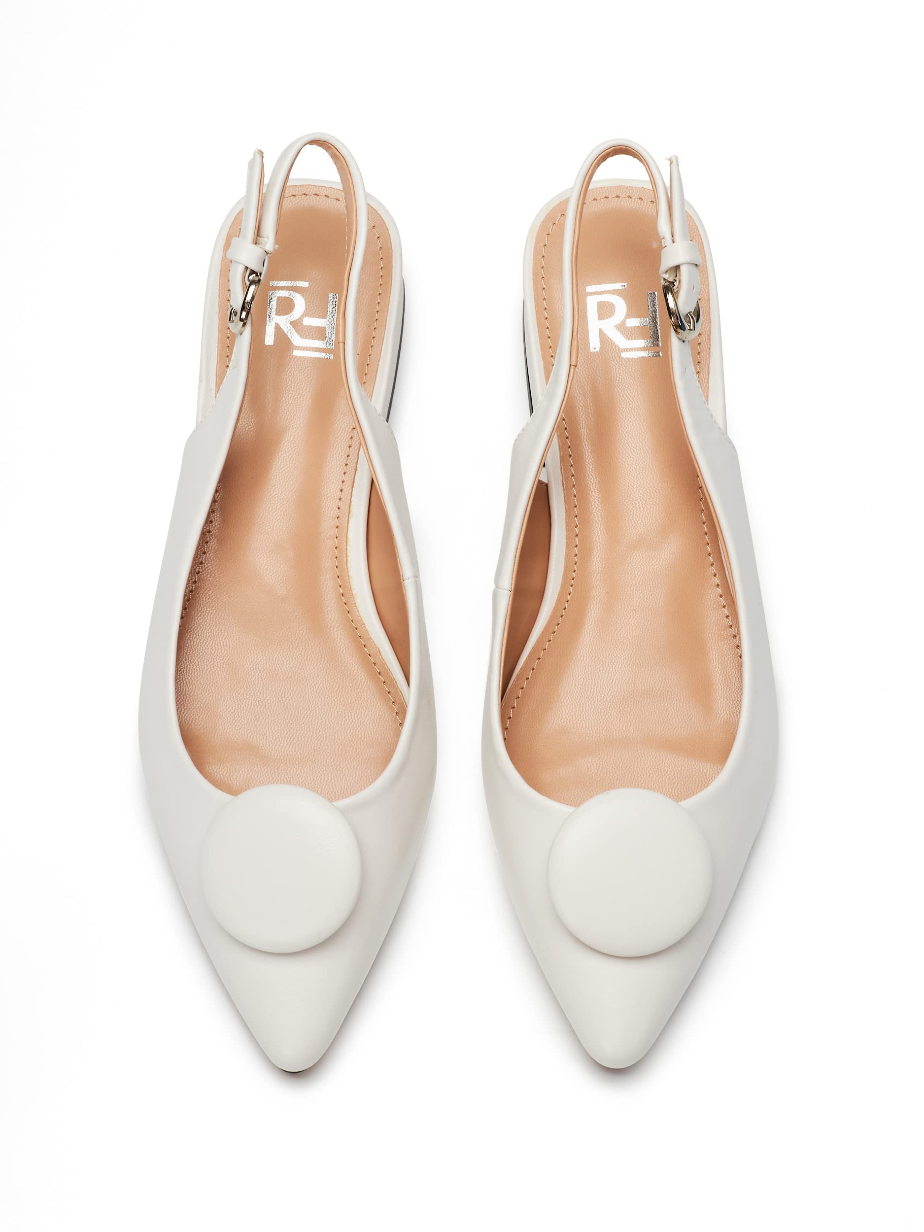 Scarpe con Tacco, Décolleté Donna, 4 cm Tacco Largo, Slingback, Nero/Bianco/Blu/Bordeaux/Nero/Gialla/Tortora/Beige, Similpelle, Ecopelle Scamosciata, Cinturino sul Retro, ML682-0716