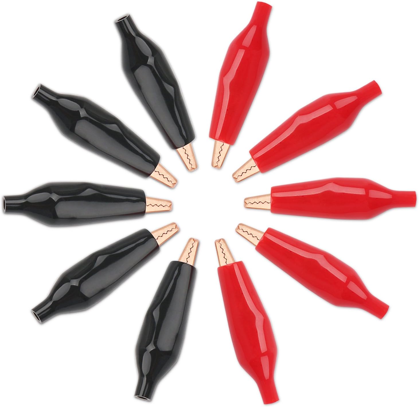 DROK10 pcs Alligator Clips Clamps, 1.77"/45m 10A Pure Copper Crocodile Alligator Jumper Electric Test Clips Helper with Protective Insulation Cover