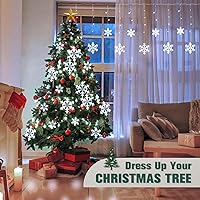 Vista 4 de Aulanto Christmas Snowflake Lights, 14 Drops Cool White 11.48FT 168 LED Icicle Lights Waterproof with 8 Modes, Connectable for Eaves, Windows