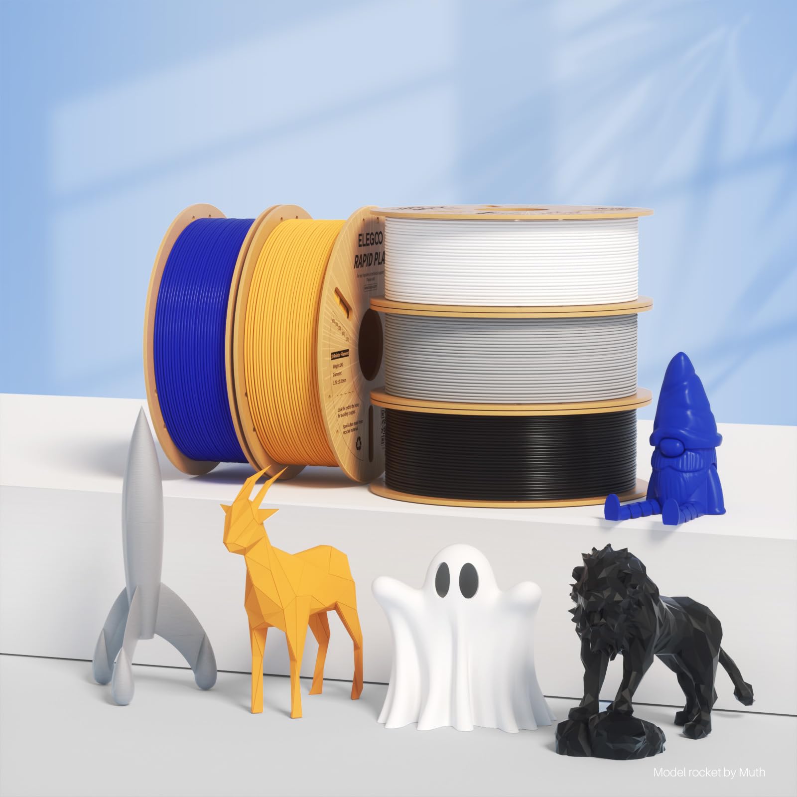 ELEGOO High Speed PLA+ Filament 1.75mm Schwarz 4 KG, Rapid PLA Plus 3D Drucker Filament, 600 mm/s Hochgeschwindigkeitsdruck, Maßgenauigkeit +/-0,02mm