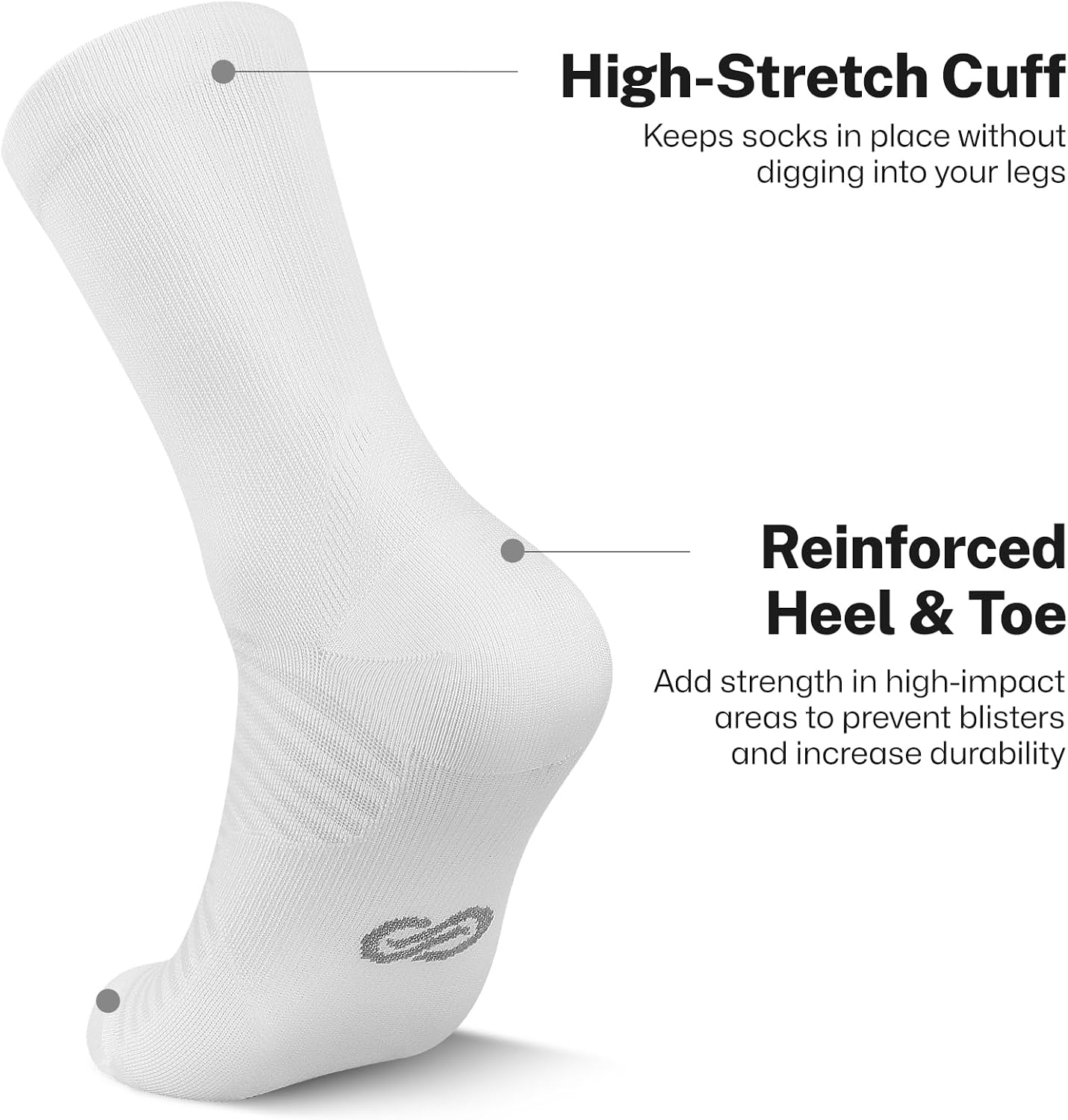 PAPLUS Athletic Crew Compression Socks (6 Pairs) for Men & Women, Running Socks With Arch Support