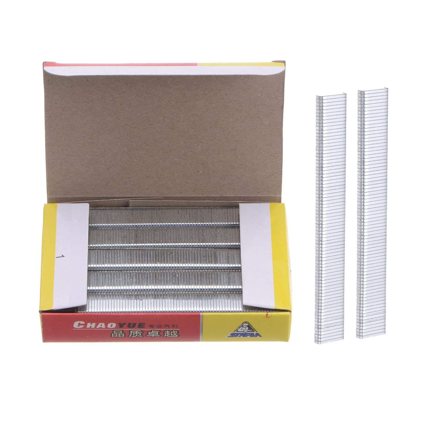 HARFINGTON 2800pcs 1003J 20Ga 3/7-inch Crown 1/8-inch Staples U-Shaped Galvanized Straight Brad Nails with Storage Box for Woodworking DIY Decoration, Silver Tone