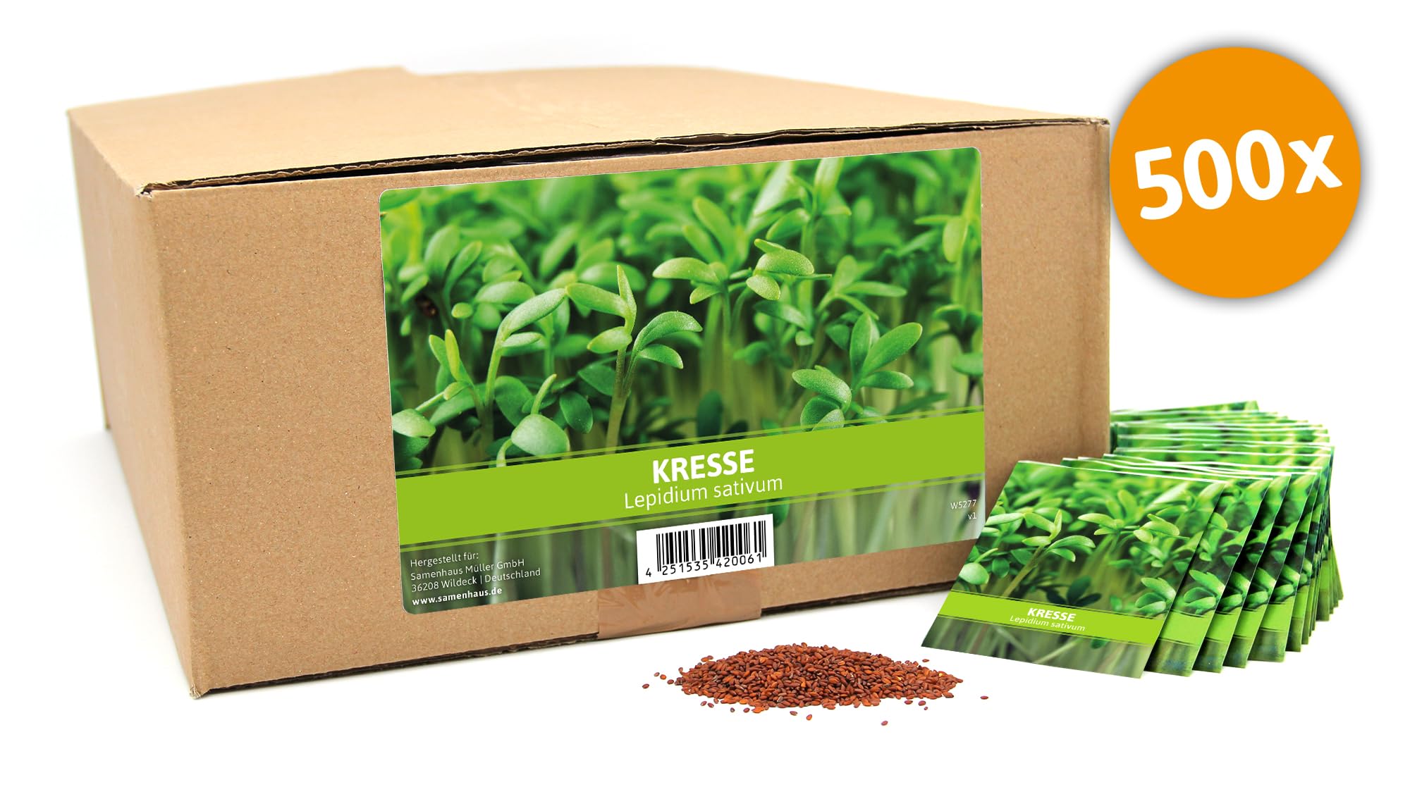 FLORTUS Kressesamen für Gastgeschenke (500 Stück) | Kleine Geschenktüten Sprossen Samen für Kresse als Dankeschön Geschenke & Werbegeschenke | Kräutersamen für Microgreens
