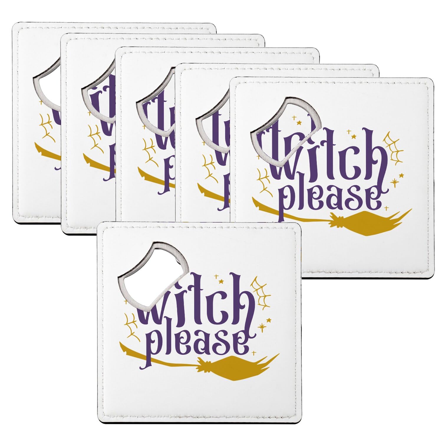 Sous verre décapsuleur Halloween : lot de 6 dessous de verre sorcière pour apéro
