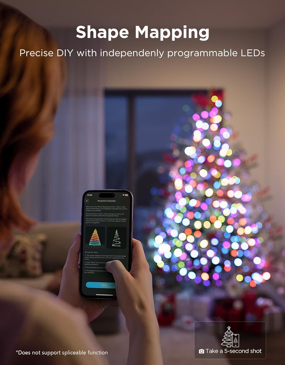 Govee Christmas Sparkle String Lights 99ft, RGBWIC String Lights with 375 Bullet-Head LEDs, App-Controlled, 140+ Scene Modes, Shape Mapping, Music Sync, Works with Alexa, Indoor Holiday Decorations