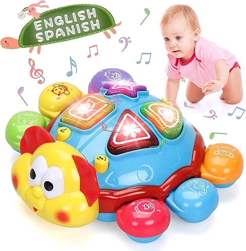 HISTOYE Juguetes de bebé en inglés español con música ligera juguete bilingüe para bebés juguetes bilingües para bebés de 12 a 18 meses juguete