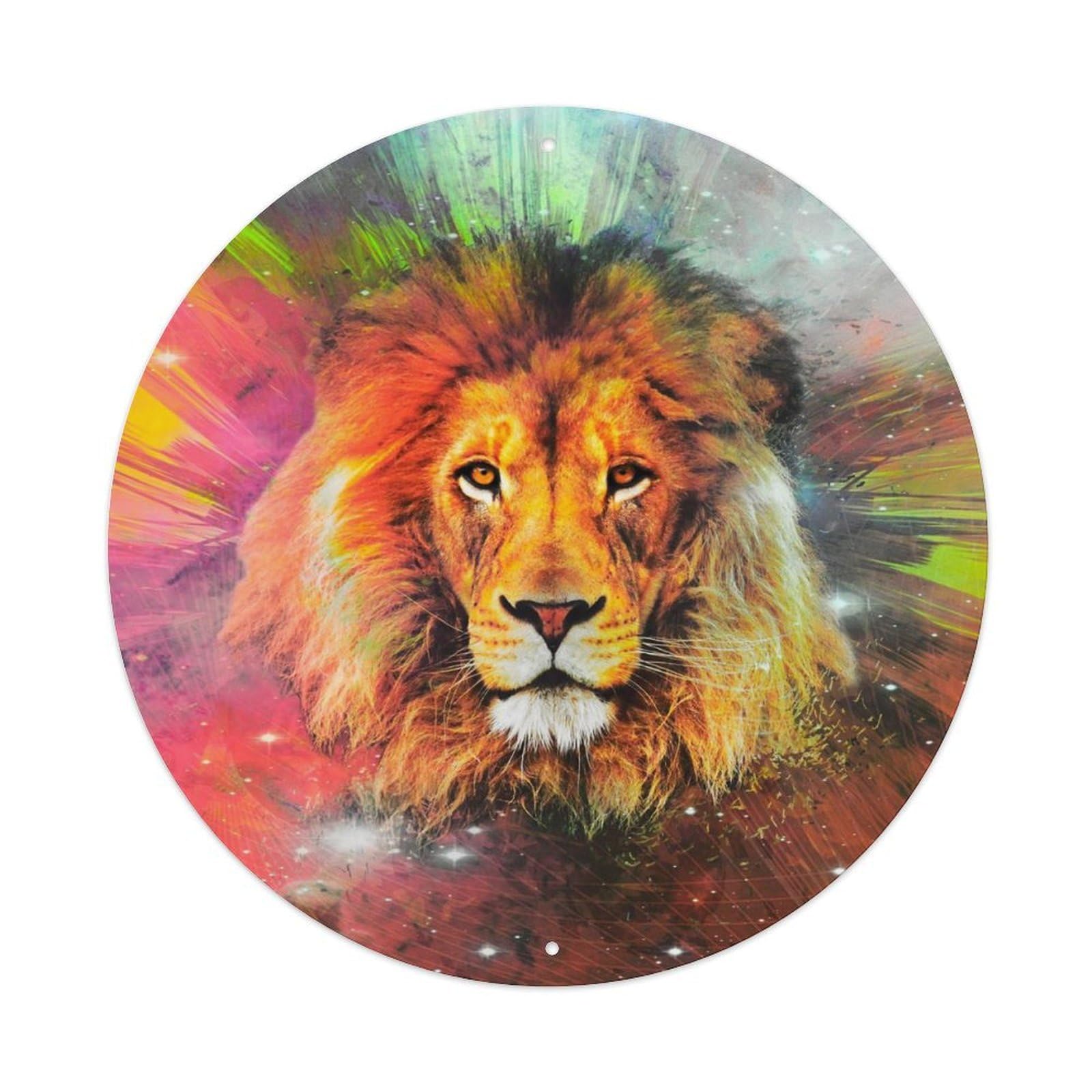 Space Lion - Galactic Majesty Animal Roaring Wildlife Vintage Metal Tin Sign Plaque Wall Decor for Cafe, Club Bar, Office, Garden Metal Poster 8x8Inch