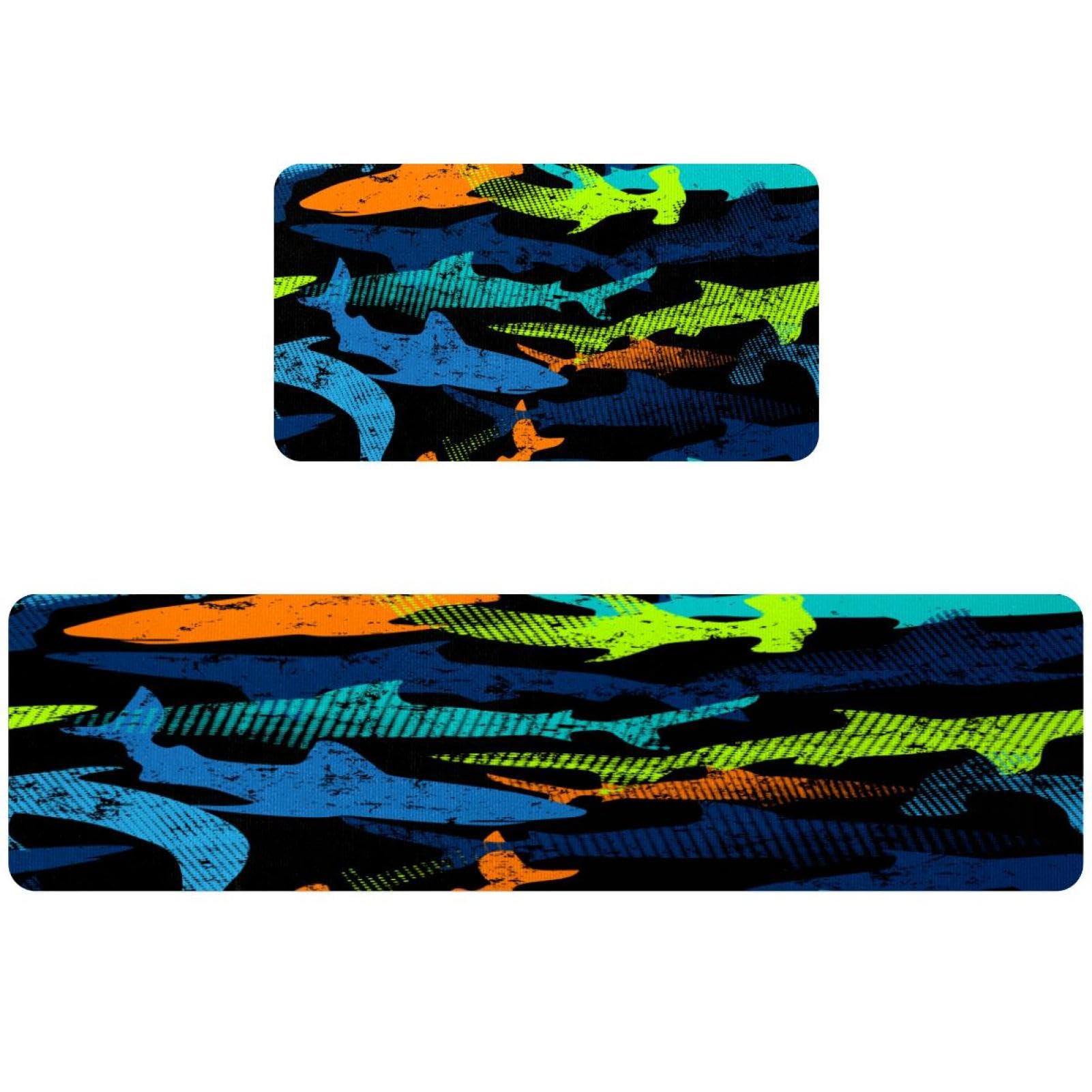 Tapis de cuisine lavable et antidérapant avec motif requins durables
