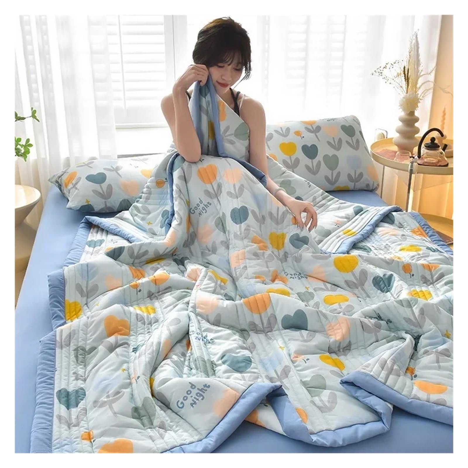KHASCBNF Lightweight Duvet Breathable, Comfortable, And Cool Feeling Silk Summer Quilt, Air-conditioned(6,180x200cm)