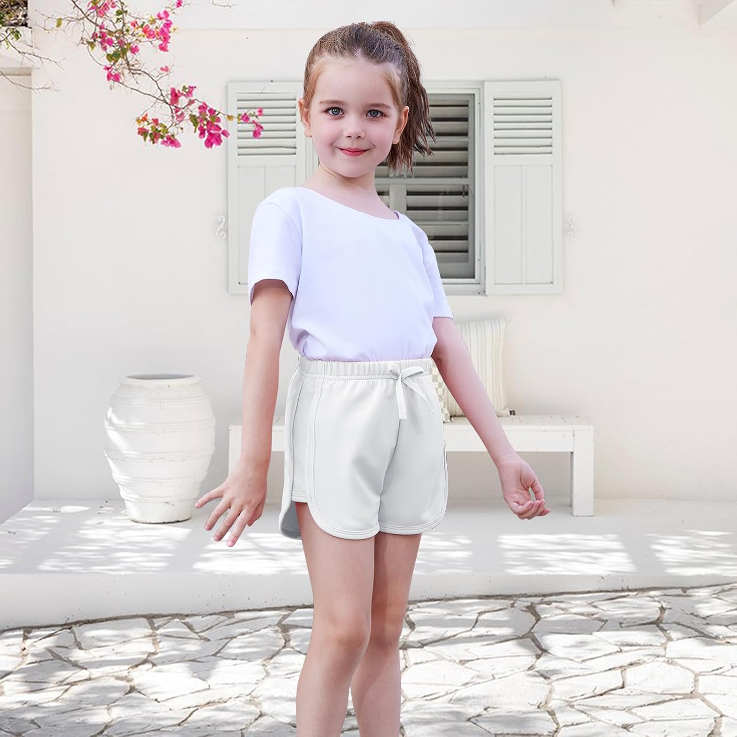 2 Pack Toddler Baby Girl Shorts Solid Little Girls Shorts Baby Summer Athletic Pants with Drawstring 18M-6T - Image 3