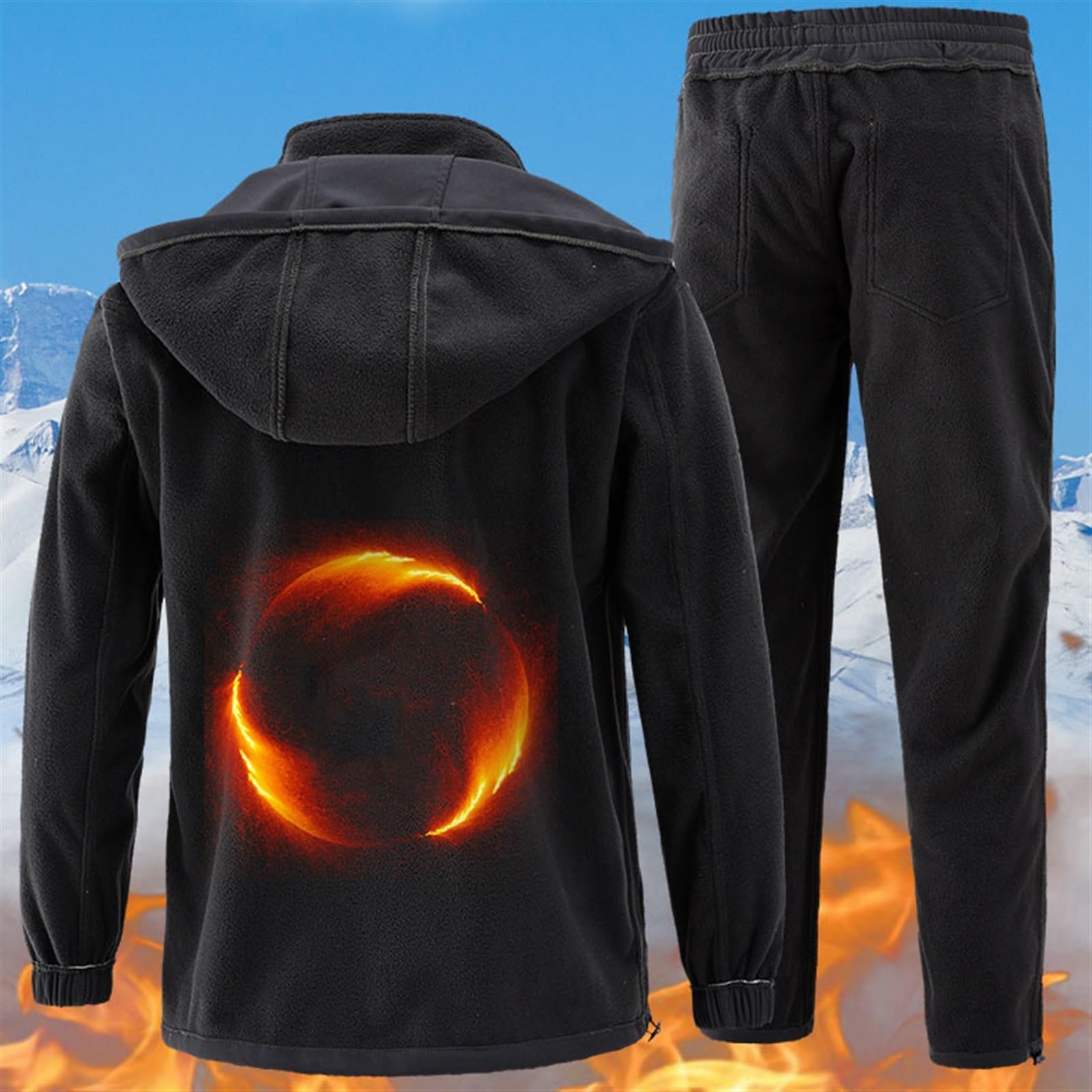 Yytcsjz Zweiteiliges Skianzug-Set Für Herren, Winddichter Warmer Verschleißfester Skianzug Mit Kapuze Für Herren 2-teiliges Set, Trendige Lockere Isolierte Wasserdichte Bergsteigerkleidung