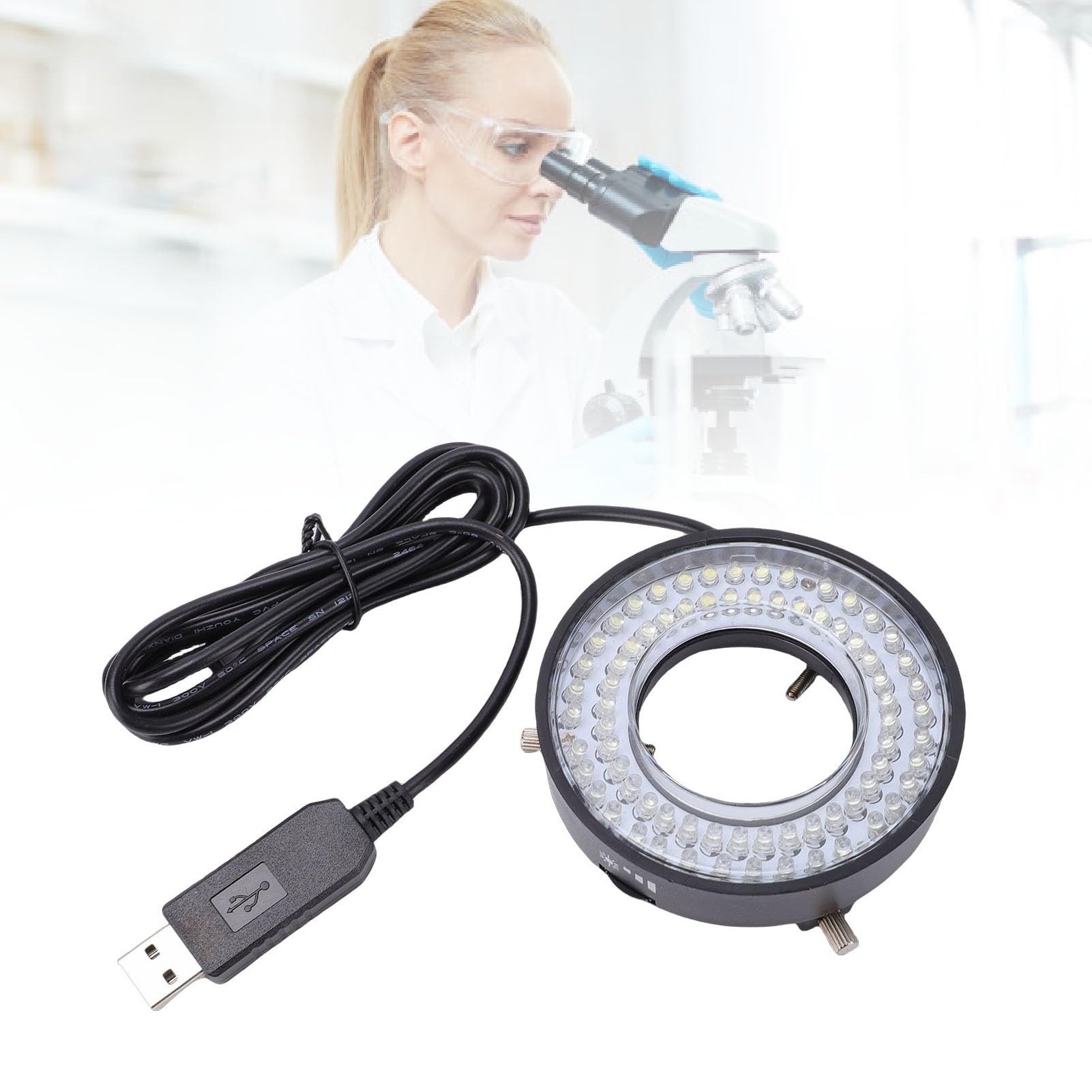 Mikroskop LED Ringlicht Mit 72 LEDs, 6500–7500 K, Verstellbare Helligkeit, USB 5 V – Schattenfreie Beleuchtung Für Stereomikroskope, Kameras, Labor, Monokular & Binokular