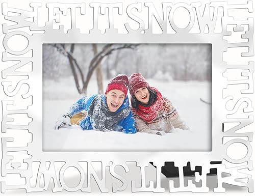 Miniatura 2 de MIMOSA MOMENTS Marco de fotos de metal plateado con texto en inglés "Let's It Snow" (Nieve, foto de 4 x 6 pulgadas)